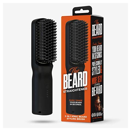 Beard Straightener Brush for Men by Wild Willies - 2-in-1 Ionic Styling Brush, 3 Temperature Settings for Beard & Hair - Anti-Scalding & Ionic Technology Eliminates Frizz - Beard Straightening Comb
