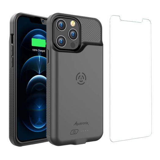 Alpatronix Battery Case for iPhone 14 Pro and iPhone 14 (6.1 inch), Strong Slim Portable Protective Extended Charging Cover with Wireless Charging, Apple Pay, CarPlay (BX14Pro) – Black