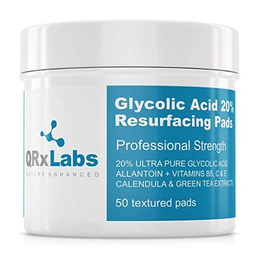 Glycolic Acid 20% Resurfacing Pads for Face & Body with Vitamins B5, C & E, Green Tea, Calendula, Allantoin - Exfoliates Surface Skin and Reduces Fine Lines and Wrinkles - Peel Pads