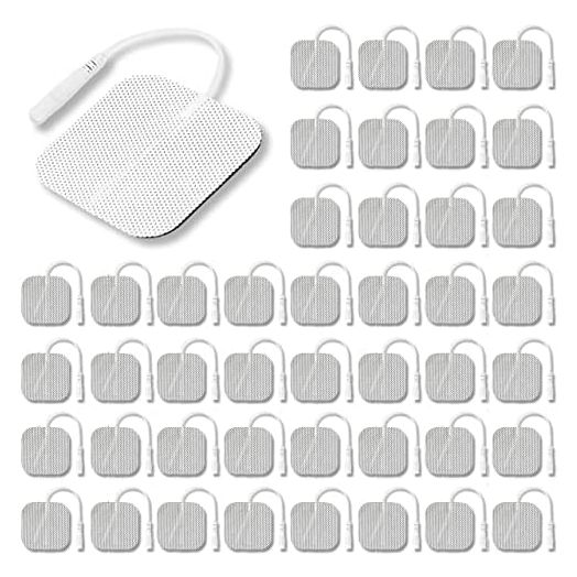 Syrtenty TENS Unit Pads 2"X2" 44 Pcs, 3rd Gen Reusable Latex-Free Replacement Pads Electrode Pads with Upgraded Sticky Electrode Pads Gel and Non-Irritating Design for Muscle Stimulator Electrotherapy