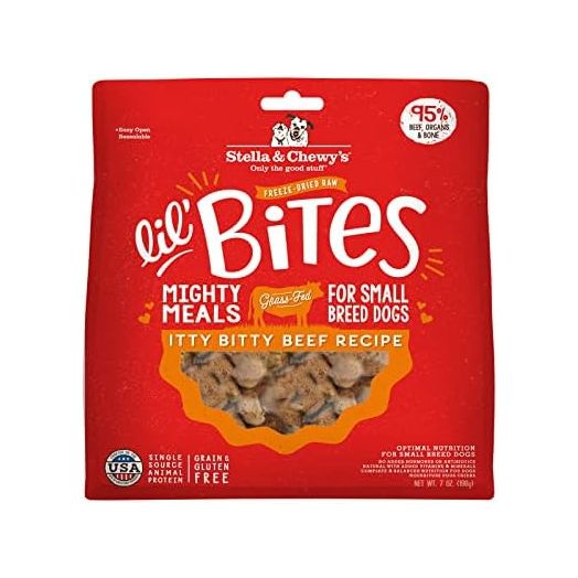 Stella & Chewy's Freeze-Dried Raw Lil' Bites Itty Bitty Beef Recipe Small Breed Dog Food, 7 oz. Bag (Beef)