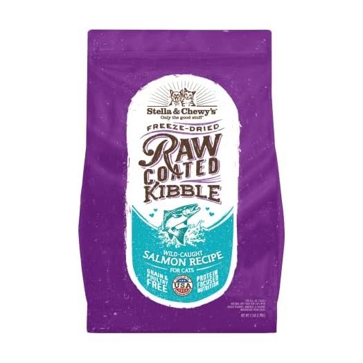 Stella & Chewy's Raw Coated Premium Kibble Cat Food – Grain Free, Protein Rich Meals – Wild Caught Salmon Recipe – 2.5 lb. Bag