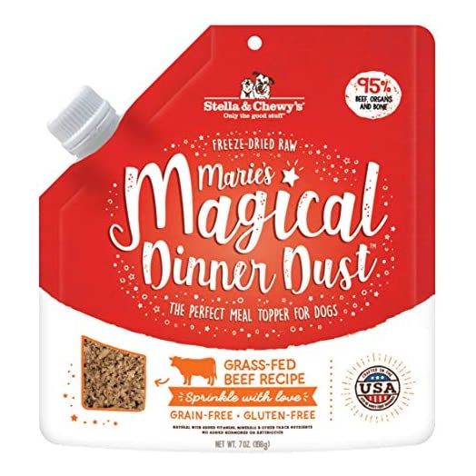 Stella & Chewy's Freeze-Dried Raw Marie's Magical Dinner Dust Grass-Fed Beef Recipe Dog Food Topper, 7 oz, Model:MDB-7