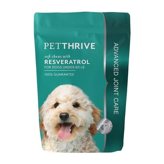 Dog Hip and Joint Support Supplement Soft Chews with Resveratrol, Glucosamine, Chondroitin, Hyaluronic Acid, Bacon Flavor, Small Breed