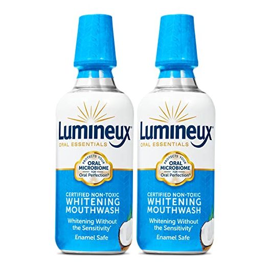 Lumineux Teeth Whitening Mouthwash, 16 Oz, 2 Pack - Enamel Safe - Whitening Without Harm - Certified Non-Toxic - Whiter Teeth in 7 Days or Less w/o Sensitivity - NO Alcohol, Fluoride Free & SLS Free