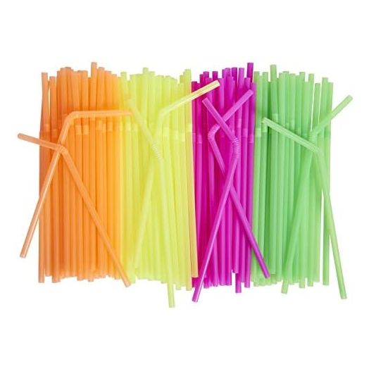 [500 Pack] Neon Colored Drinking Straws - Flexible, Disposable Kid Friendly, Assorted Colors