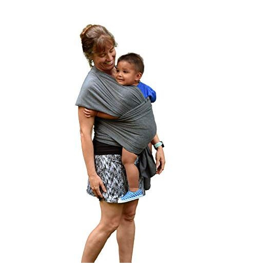 Baby Carrier Wrap Soft, Stretchy, Cotton Baby Wrap, Baby Sling, Nursing Cover Up for use with Newborn-Toddler: Evenly distributes Weight for More Comfortable Carrying (Dark Grey)