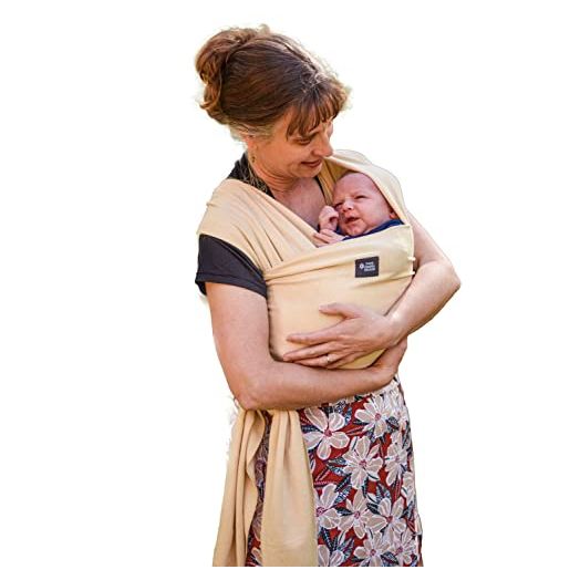 Baby Wrap Carrier Soft, Stretchy, Cotton Baby Wrap, Baby Sling, Nursing Cover Up for use with Newborn-Toddler: Evenly distributes Weight for More Comfortable Carrying (Cream)