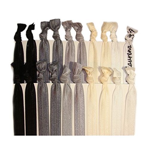 Kenz Laurenz Hair Ties Ponytail Holders, Black Ombre, No Crease (20 Pack)