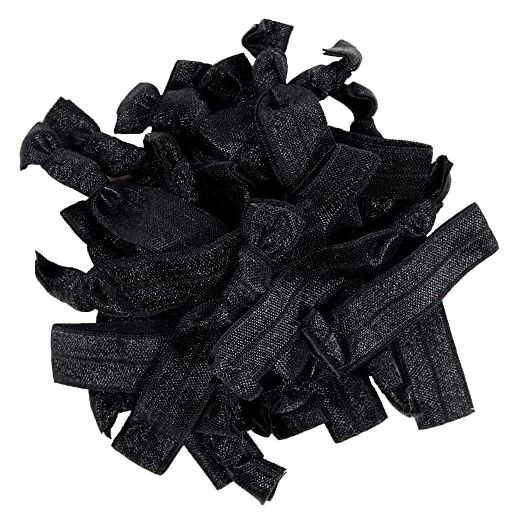 Kenz Laurenz Hair Ties Black Ponytail Holders, No Crease Elastic (20 Pack)