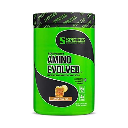 Species Nutrition Amino Evolved EAA & BCAA Powder, Fermented Amino Acids, Branched Chain Amino Acid Muscle Recovery & Endurance, Pre & Post Workout Supplement (Lemon Iced Tea, 30 Servings)
