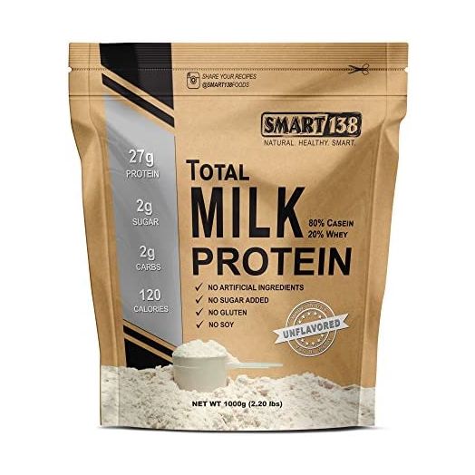 Total Milk Protein // 80%Casein 20%Whey // Gluten-Free, Soy-Free, Non-GMO, USA, Keto Low Carb, Natural BCAAs (1000g / 2.2lbs, Unflavored)