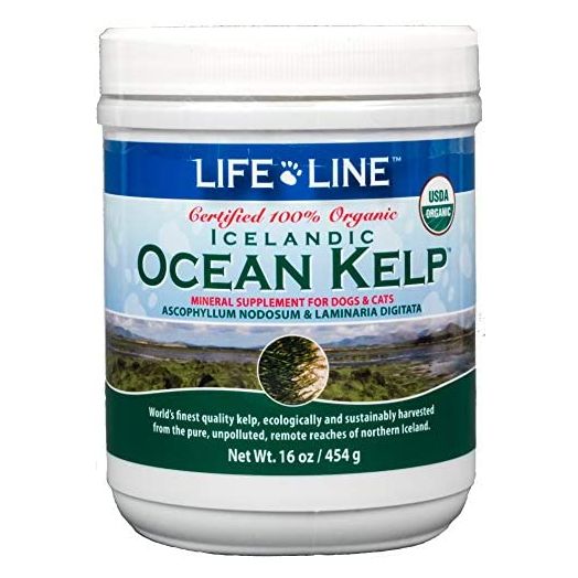 Life Line Pet Nutrition Organic Ocean Kelp Supplement for Skin & Coat, Digestion in Dogs & Cats,16oz, 20101