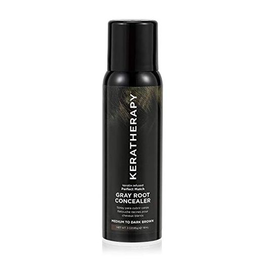 KERATHERAPY Keratin Infused Perfect Match Gray Root Concealer, Dark Brown, 3 oz