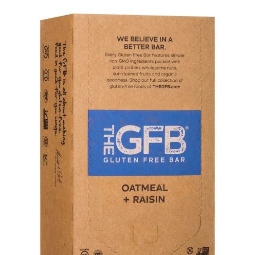 The GFB: Gluten Free Bar Oatmeal Raisin Protein Bar - Box of 12 Bars (2.05 oz / 58 Grams each)