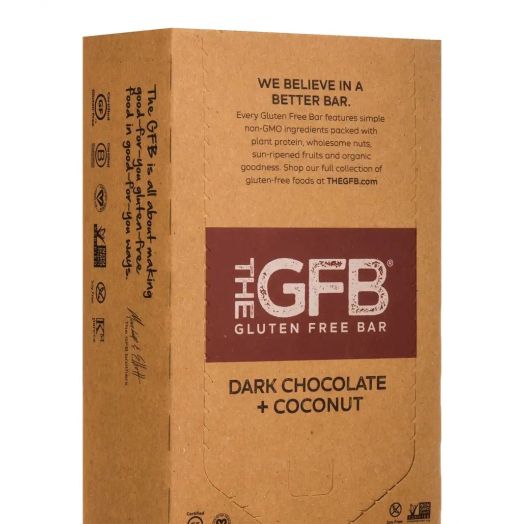 The GFB: Gluten Free Bar Dark Chocolate + Coconut Protein Bar - Box of 12 Bars (2.05 oz / 58 Grams each)