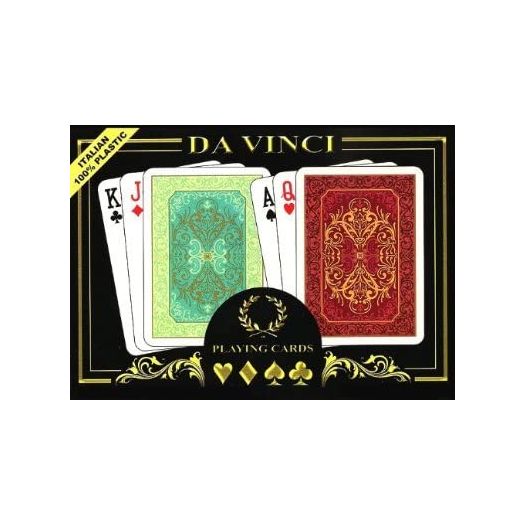 DA VINCI Persiano, Italian 100% Plastic Playing Cards, 2 Deck Set Poker Size Regular Index, with Hard Shell Case & 2 Cut Cards