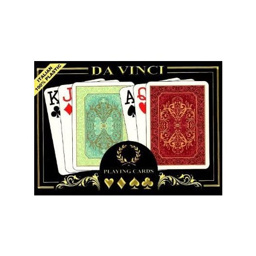 DA VINCI Persiano, Italian 100% Plastic Playing Cards, 2-Deck Set Poker Size Jumbo Index, with Hard Shell Case and 2 Cut Cards