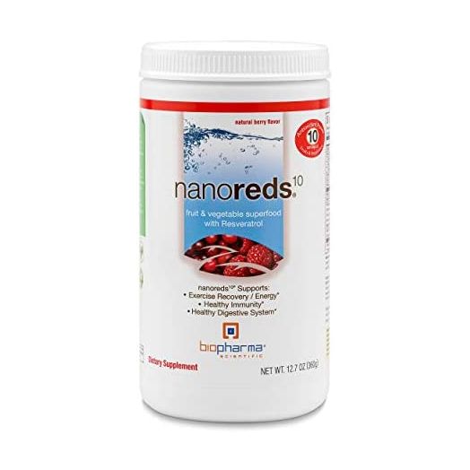 Biopharma Scientific NanoReds Fruit and Vegetable Superfood Powder | Natural Berry Flavor | 30 Servings | Resveratrol, Antioxidant Blend, Fiber, Vitamin C, Wellberry