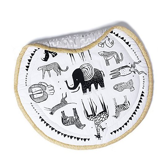 Wee Gallery Safari Play Mat for Babies - Reversible Floor Mat for Tummy Time Made with Sustainable Materials - Padded Activity Mat for Infant Play - (40 Inches)