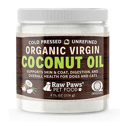 Raw Paws Organic Virgin Coconut Oil for Dogs & Cats, 8-oz - Supports Immune System, Digestion, Oral Health, Thyroid - All Natural Allergy Relief for Dogs, Hairball Relief