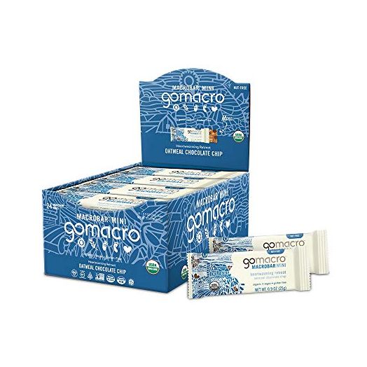 GoMacro MacroBar Mini Organic Vegan Snack Bars - Oatmeal Chocolate Chip (0.90 Ounce Bars, 24 Count)