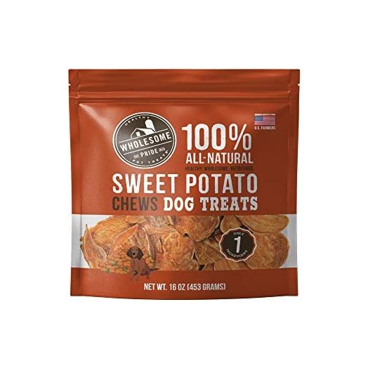 Wholesome Pride Sweet Potato Chews 100% All-Natural Single Ingredient, USA-Sourced Dog Treats, 16 oz