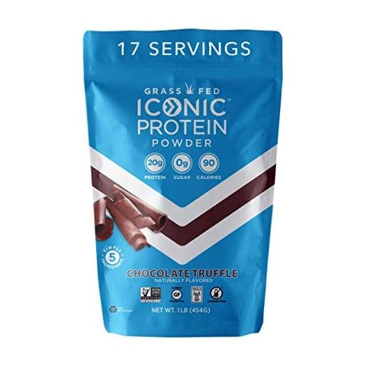 Iconic Protein Powder, Chocolate Truffle - Sugar Free, Low Carb Protein Powder - Lactose Free, Gluten Free, Non-GMO - 20g Grass Fed Whey & Casein Protein - Keto Friendly, 1 lb. Pouch (17 Servings)