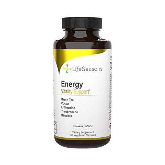 LifeSeasons - Energy - Energy Booster for Physical and Cognitive Strength - No Jitters - Support Stamina - Contains Green Tea and L-Theanine - 60 Capsules