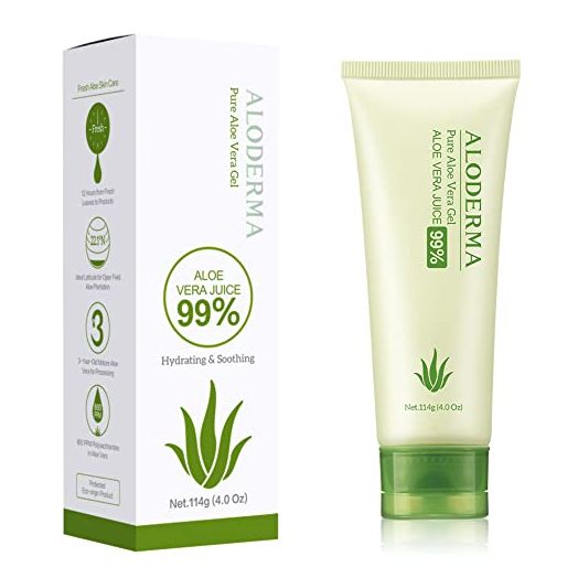 Aloderma 99% Organic Aloe Vera Gel, Bottled within 12 Hours of Harvest (114g, 4.0 oz), No Sticky Residue - No Powder Concentrates or Water Added - Eco-Friendly