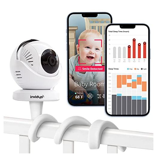 invidyo - WiFi Baby Monitor with Live Video and Audio | Cry Detection & Stranger Alerts | 1080P Full HD Camera, Night Vision, Two Way Talk, Temperature Sensor | Remote Pan & Tilt with Smart Phone App