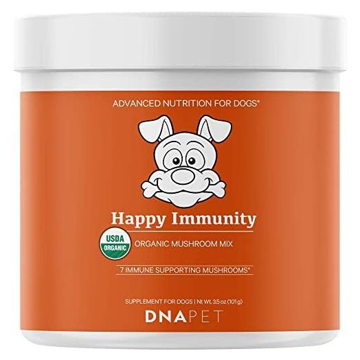 Happy Immunity USDA Certified Organic Mushroom Complex for Dogs, Organic Cordyceps Shiitake Reishi, Vegan Mushroom Blend Powder Canine Supplement, Immune Support Mushroom Mix, Non-GMO, 3.5 oz