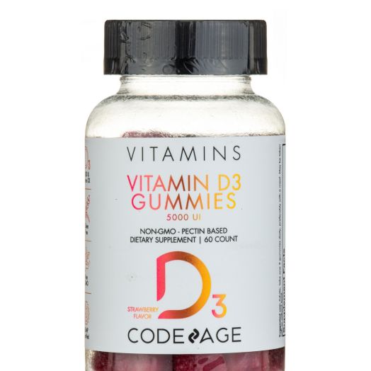 Codeage Vitamin D3 Gummies 500 UI, Strawberry Flavor - 60 Gummies