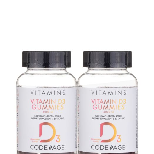 Codeage Vitamin D3 Gummies 5000 UI, Strawberry Flavor - 120 Gummies (2-Pack)