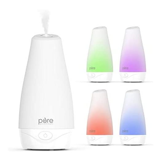 Pure Enrichment® PureSpa™ Essential Oil Diffuser - Compact Ultrasonic Aromatherapy Diffuser, Natural Air Deodorizer, 100ml Water Tank, and Optional Mood Light - Lasts Up to 7 Hours with Auto Shut-Off