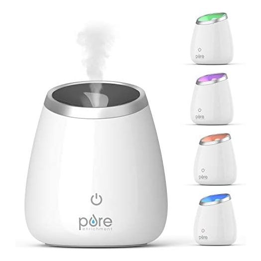Pure Enrichment PureSpa Deluxe Ultrasonic Essential Oil Diffuser - 120ml Water Tank Lasts Up to 10 Hours While Generating Mood-Boosting Ions - Includes Optional Color-Changing Light and Auto Shut-Off