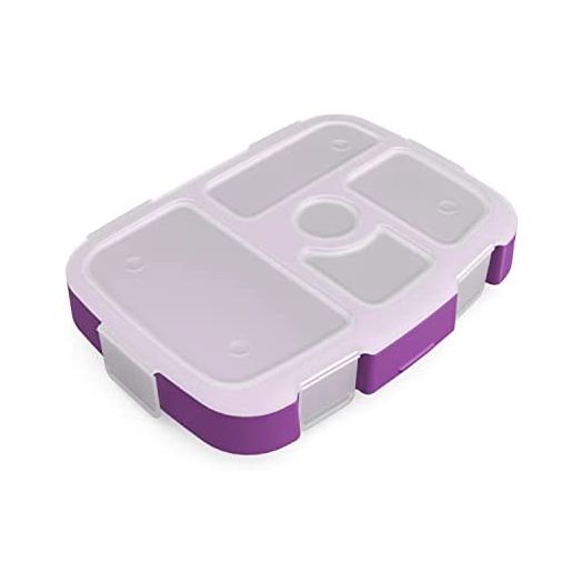 Bentgo® Kids Tray with Transparent Cover - Reusable, BPA-Free, 5-Compartment Meal Prep Container with Built-In Portion Control for Healthy, At-Home Meals & On-the-Go Lunches (Purple)