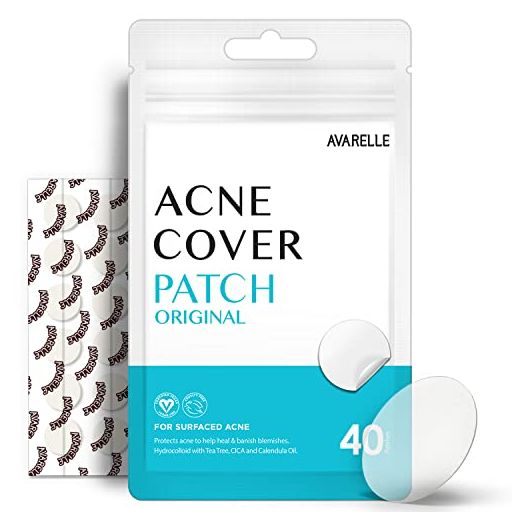 Avarelle Pimple Patches (40 Count) Hydrocolloid Acne Cover Patches | Zit Patches for Blemishes, Zits and Breakouts with Tea Tree, Calendula and Cica Oil for Face | Vegan, Cruelty Free Certified, Carbonfree Certified (40 PATCHES)
