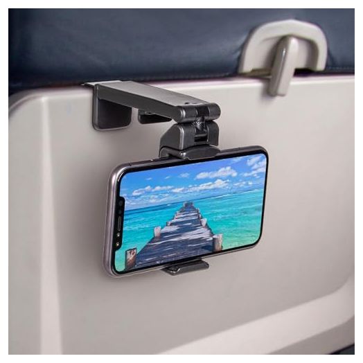 Perilogics Universal in Flight Airplane Phone Holder Mount. Hands Free Viewing with Multi-Directional Dual 360 Degree Rotation. Pocket Size Must Have Airplane Travel Essential Accessory for Flying