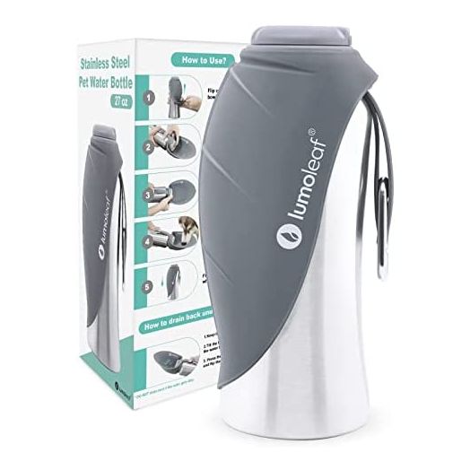 LumoLeaf Portable Dog Water Bottle 27 OZ, Stainless Steel Pet Travel Water Bottle Dispenser for Walking, Hiking and Outdoor, Portable Water Bowl for Large Dogs