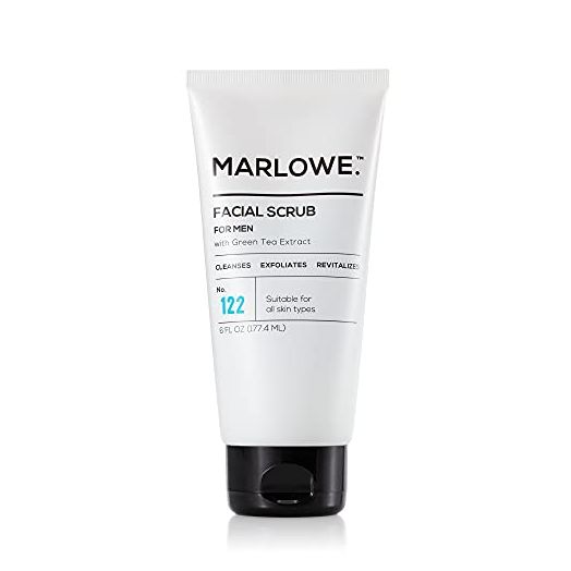 MARLOWE. No. 122 Men's Facial Scrub 6 oz | Light Daily Exfoliating Face Cleanser | Fresh Sandalwood Scent | Includes Natural Extracts