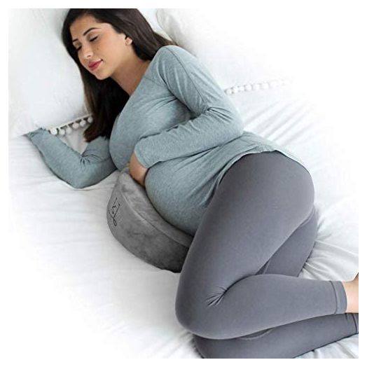 EKLO by PharMeDoc Pregnancy Wedge Pillow -Maternity Belly Pillow – Belly Wedge Memory Foam Support for Back, Belly, Knees – Mom to be Gifts - Includes Soft Velvet Cover - Grey