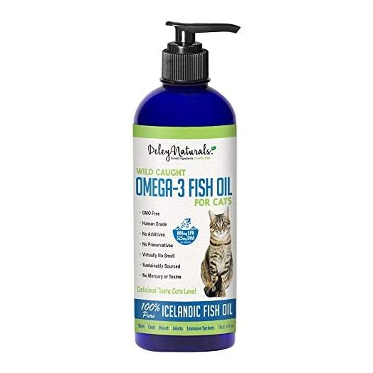 Wild Caught Fish Oil for Cats - Omega 3-6-9, GMO Free - Reduces Shedding, Supports Skin, Coat, Joints, Heart, Brain, Immune System - Highest EPA & DHA Potency - Only Ingredient is Fish - 16 oz