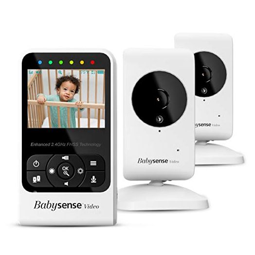 New Babysense Video Baby Monitor with Camera and Audio, Supplied with Two Cameras, Long Range, Room Temperature, Infrared Night Vision, Two Way Talk Back, Lullabies and White Noise, Model V24R_2