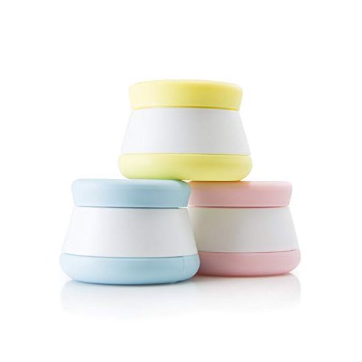 Travel Containers, Silicone Cream Jars - LEAK-PROOF - TSA Approved Small Travel Containers (3 Pack)