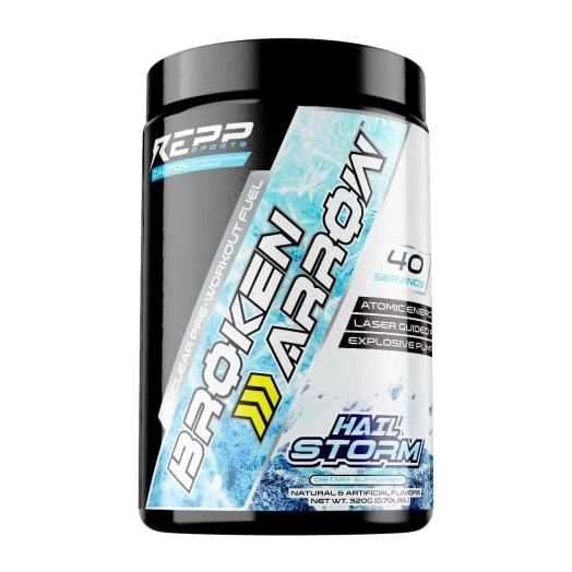 REPP Sports Broken Arrow Extreme Pre-Workout | Intense Energy and Endurance Support (Hail Storm, 20/40 Servings)