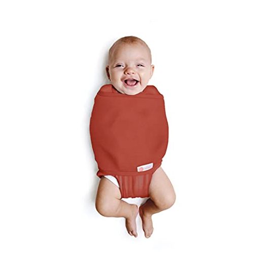embé 2-Way Starter Swaddle Blanket, 6-14 lbs, Diaper Change w/o Unswaddling, Legs in and Out Design, Warm Up or Cool Down 100% Cotton, 0-3 Months (Rust)