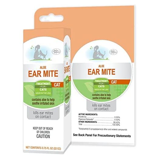 Four Paws Healthy Promise Aloe Ear Mite Treatment for Cats 0.75 Fl. Oz.