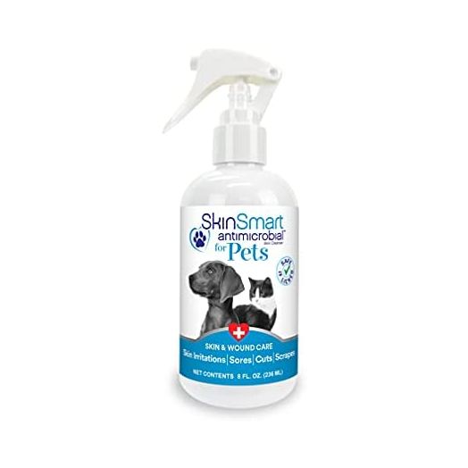 SkinSmart Antimicrobial Skin and Wound Care for Pets, Removes Bacteria to Promote Healing and Relieves Itch, 8 Ounce Spray Bottle