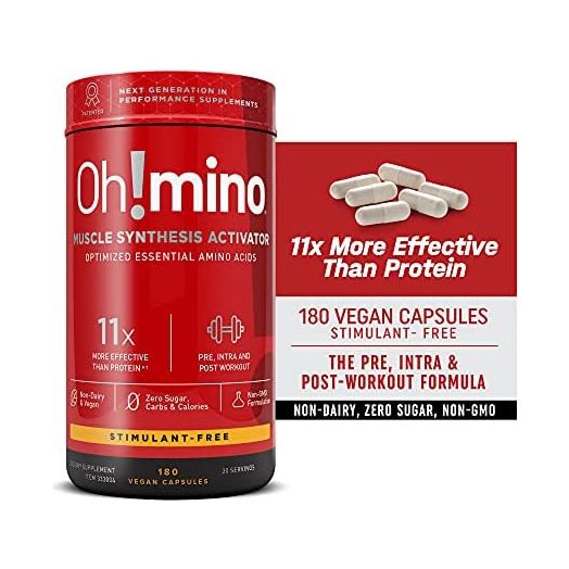 Oh!mino Muscle Synthesis Activator 180 Electrolyte Capsules, Stimulant Free Amino Acids Capsules, Pre Workout Supplements, Post Workout for Men and Women – Oh! Nutrition